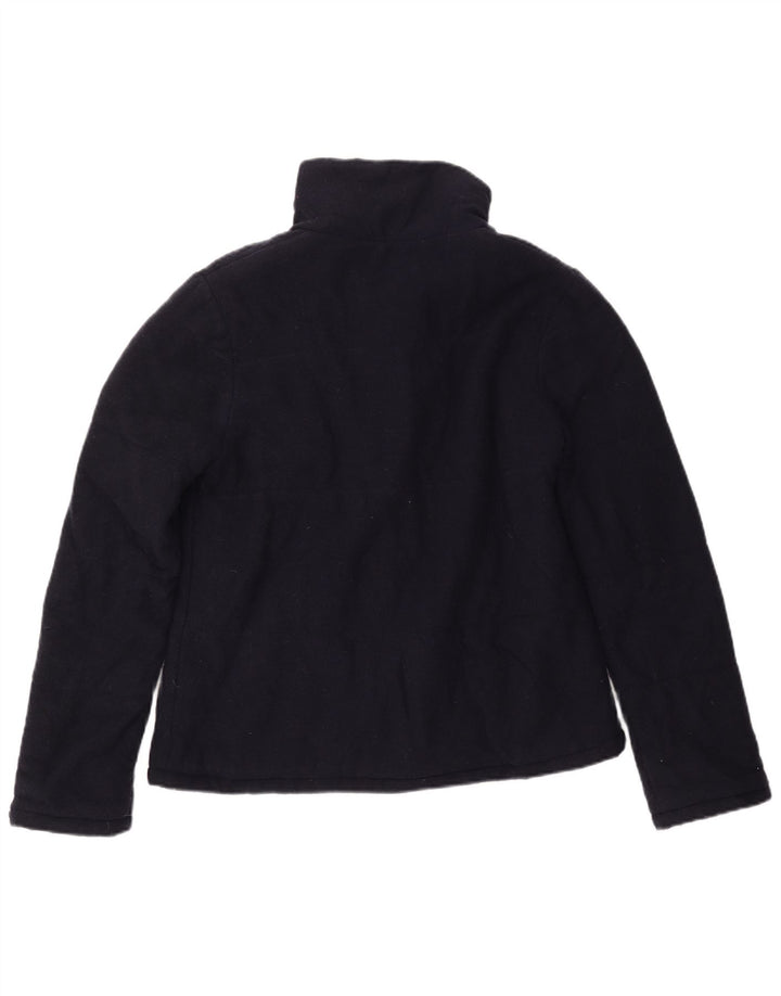 Laura Ashley Womens Bomber Jacket UK 12 Medium Navy Blue Lambswool
