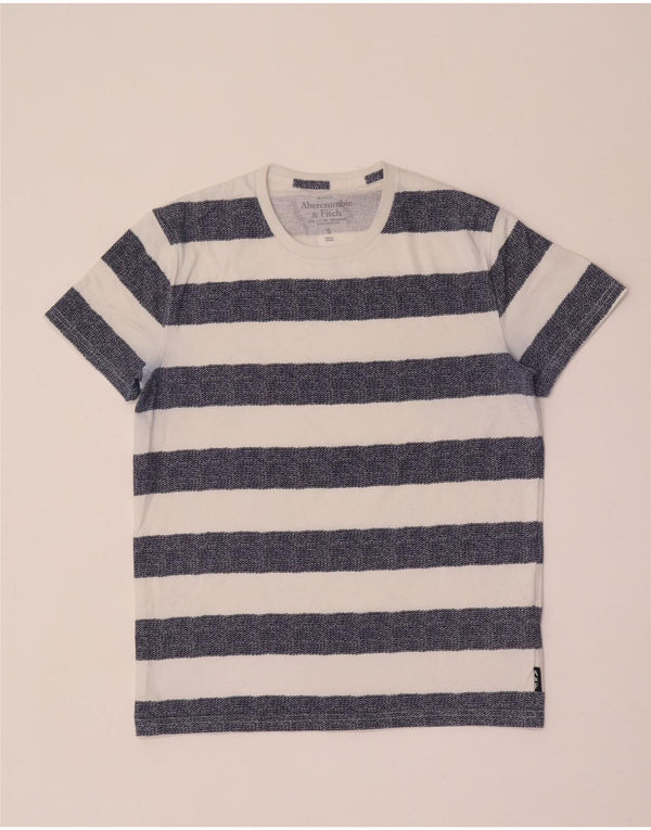 ABERCROMBIE & FITCH Mens T-Shirt Top Small Blue Striped Cotton