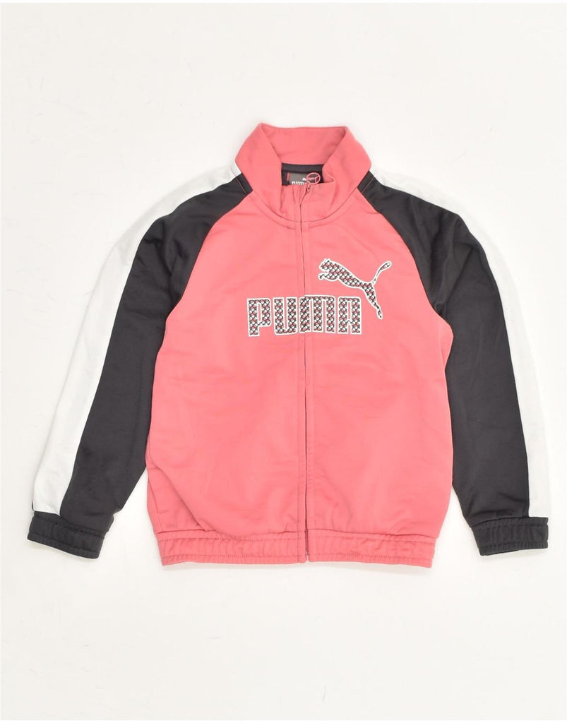 PUMA Girls Graphic Tracksuit Top Jacket 3-4 Years Pink Colourblock | Vintage Puma | Thrift | Second-Hand Puma | Used Clothing | Messina Hembry 