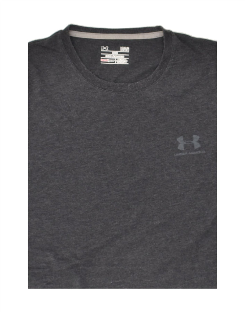 UNDER ARMOUR Mens Heat Gear Graphic T-Shirt Top Large Grey Polyester | Vintage Under Armour | Thrift | Second-Hand Under Armour | Used Clothing | Messina Hembry 
