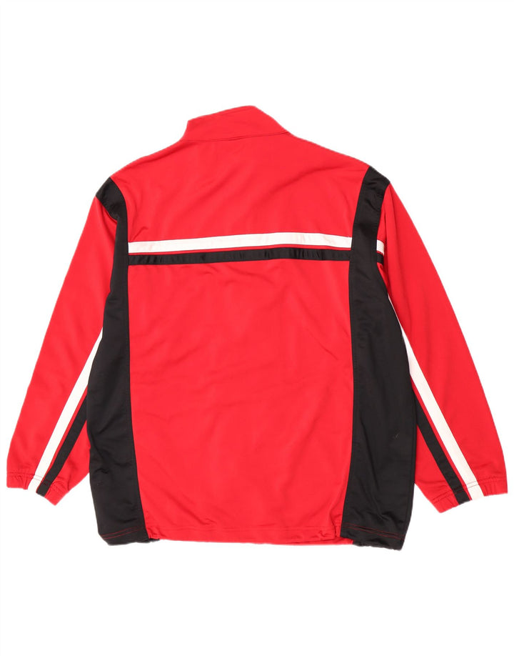 Reebok Mens Tracksuit Top Jacket Large Red Colourblock Polyester