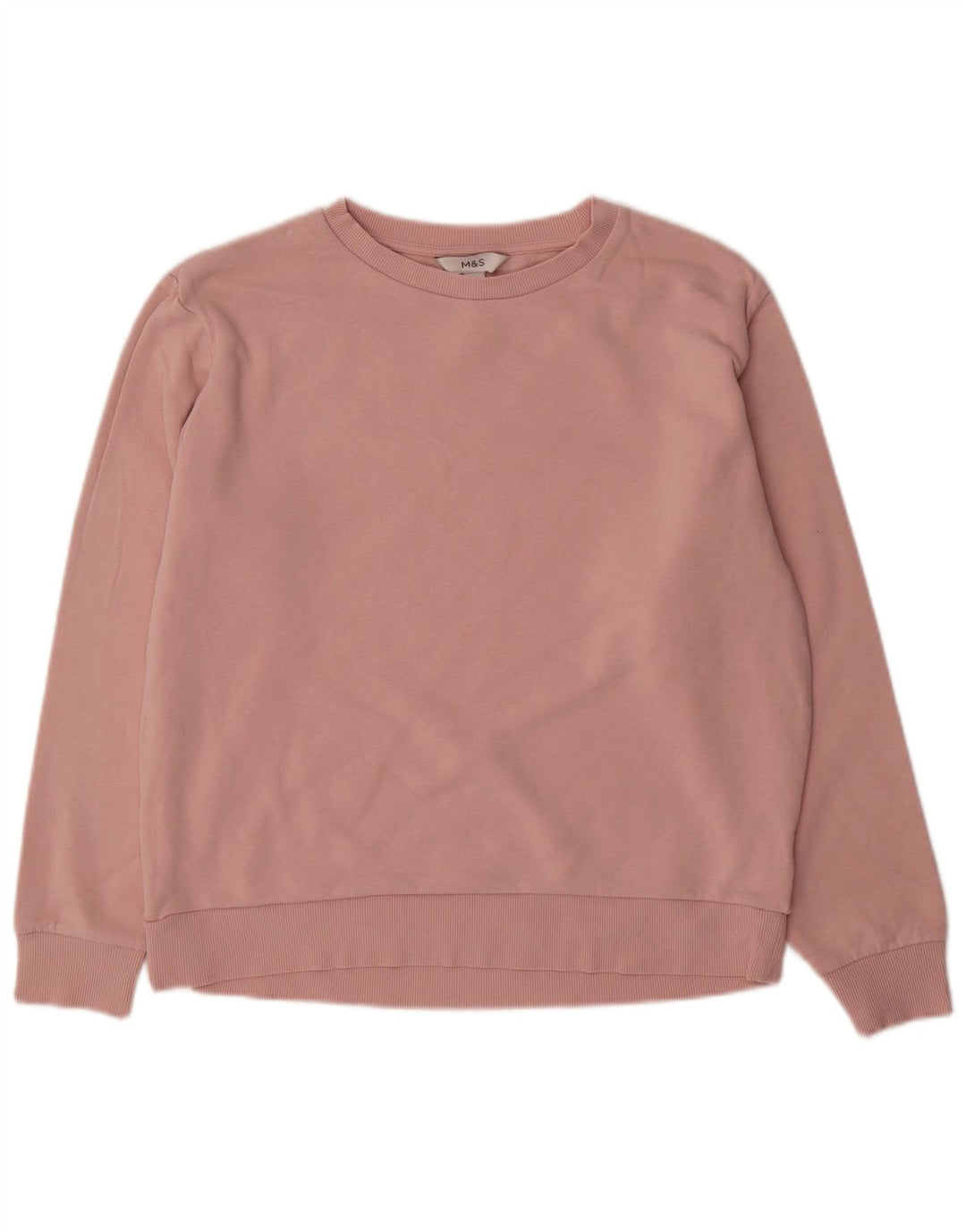 Marks & Spencer Womens Oversized Sweatshirt Jumper UK 10 Small Pink Cotton