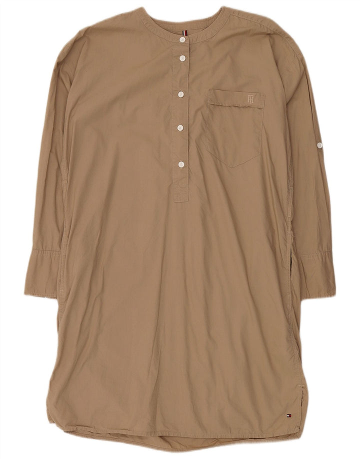 Tommy Hilfiger Womens Oversized Pullover Shirt Dress UK 6 XS Beige Cotton