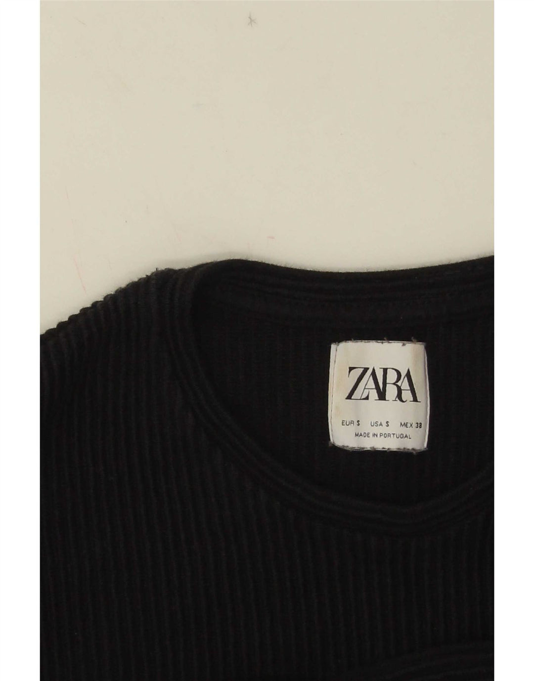Zara Mens Top Long Sleeve Small Black Cotton
