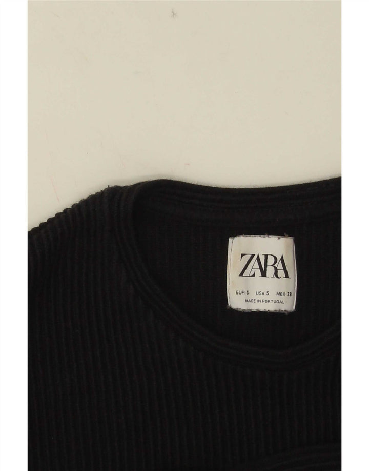 Zara Mens Top Long Sleeve Small Black Cotton