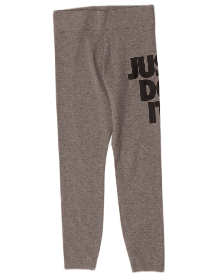 Nike Womens Graphic Leggings UK 8 Small Grey Flecked Cotton