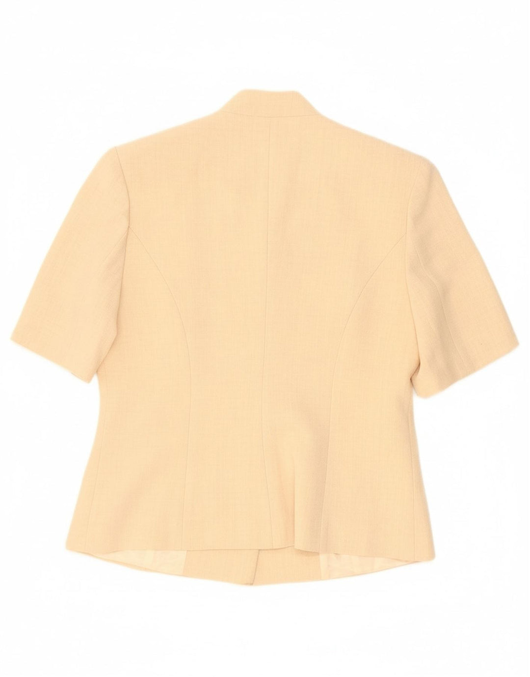 VINTAGE Womens Short Sleeve Cardigan Top UK 14 Medium Beige Polyester