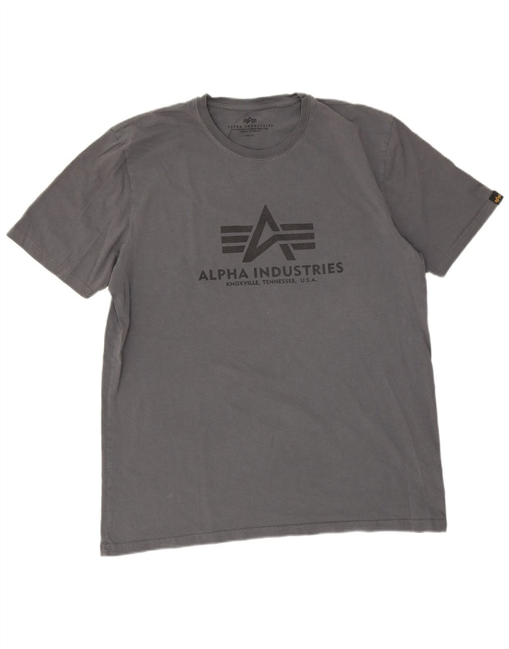 Alpha Industries Mens Graphic T-Shirt Top 3XL Grey Cotton