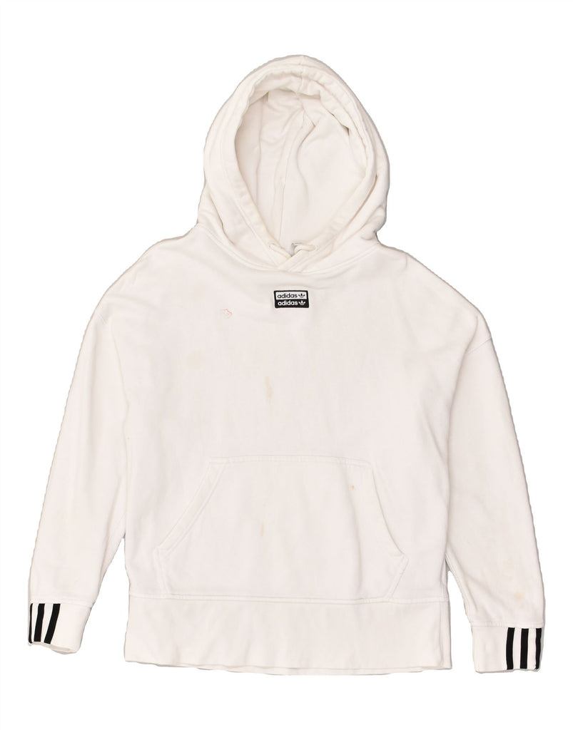 ADIDAS Womens Hoodie Jumper UK 6 XS  White Cotton | Vintage Adidas | Thrift | Second-Hand Adidas | Used Clothing | Messina Hembry 