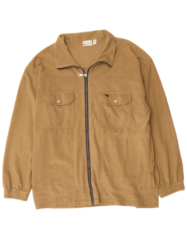 Diadora Mens Tracksuit Top Jacket UK 44 XL Beige