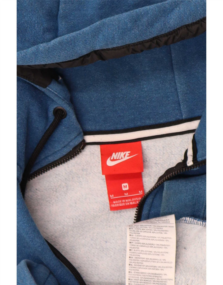 Nike Mens Zip Hoodie Sweater Medium Blue Colourblock Cotton