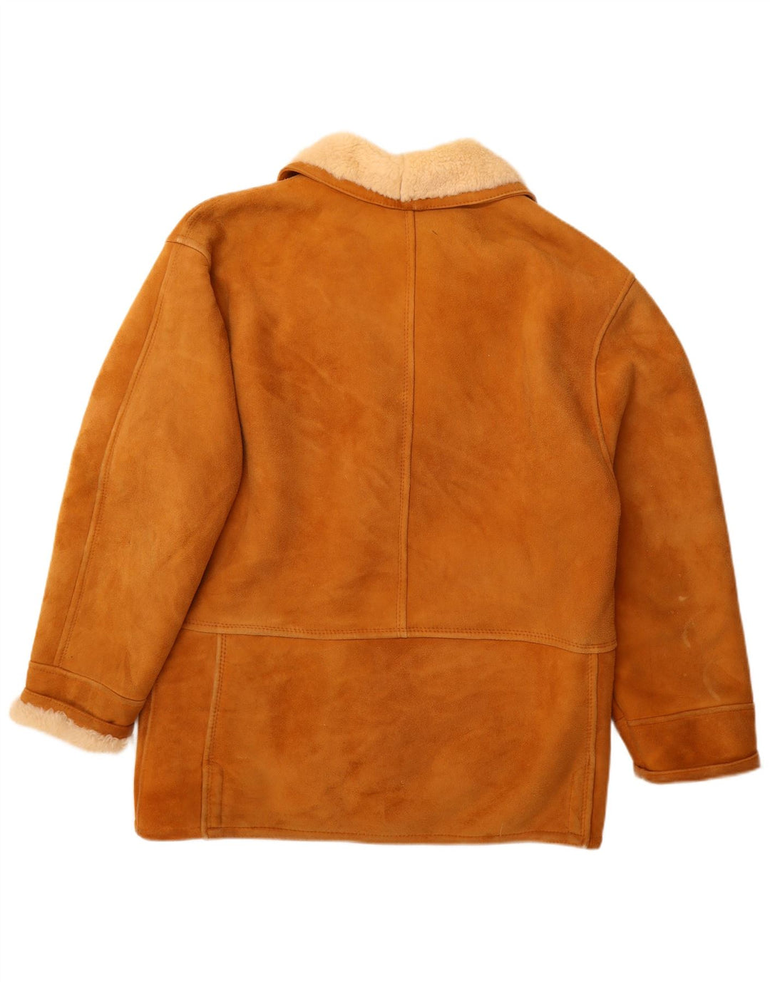 Vintage Mens Shearling Jacket IT 52 XL Brown Leather