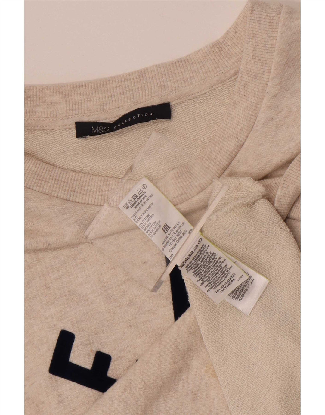 Marks & Spencer Womens Graphic Sweatshirt Jumper UK 12 Medium Beige Floral