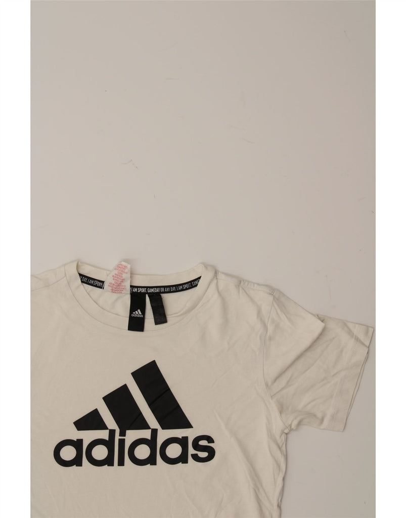 ADIDAS Girls Graphic T-Shirt Top 11-12 Years White Cotton Vintage Adidas and Second-Hand Adidas from Messina Hembry 