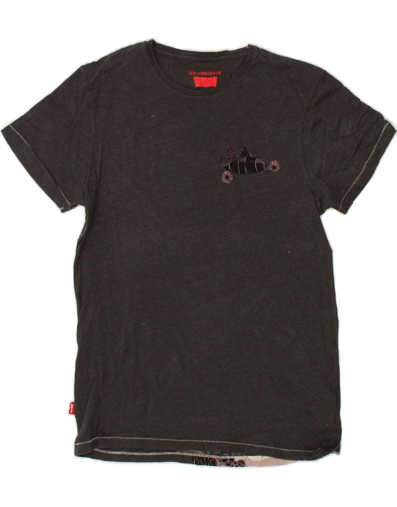 LEVI'S Womens Graphic T-Shirt Top UK 12 Medium Grey Cotton Vintage Levi's and Second-Hand Levi's from Messina Hembry 