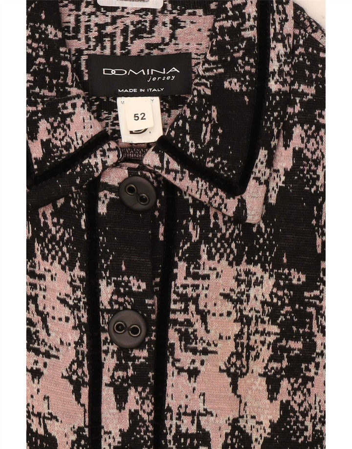 Domina Womens Abstract Pattern 5 Button Blazer Jacket IT 52 2XL Pink Wool