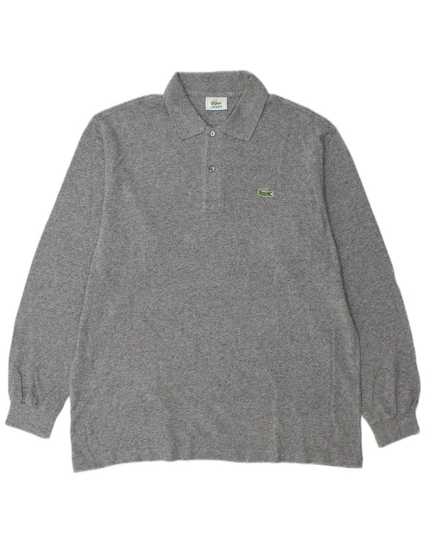 Lacoste Mens Long Sleeve Polo Shirt Size 5 Large Grey Cotton