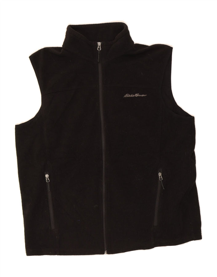 EDDIE BAUER Mens Fleece Gilet UK 40 Large Black Polyester Vintage Eddie Bauer and Second-Hand Eddie Bauer from Messina Hembry 
