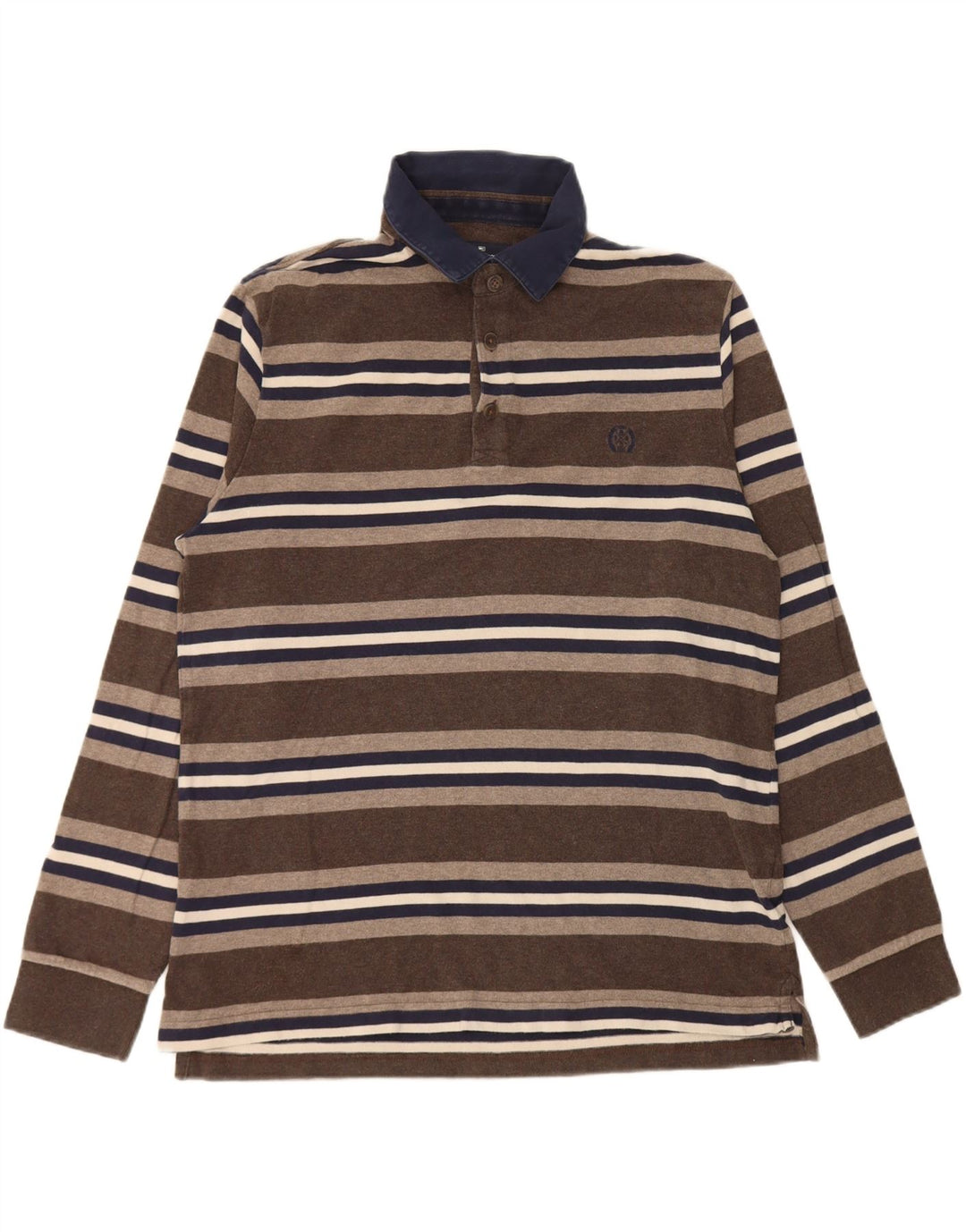 Marks & Spencer Mens Blue Harbour Long Sleeve Rugby Polo Shirt Medium Brown