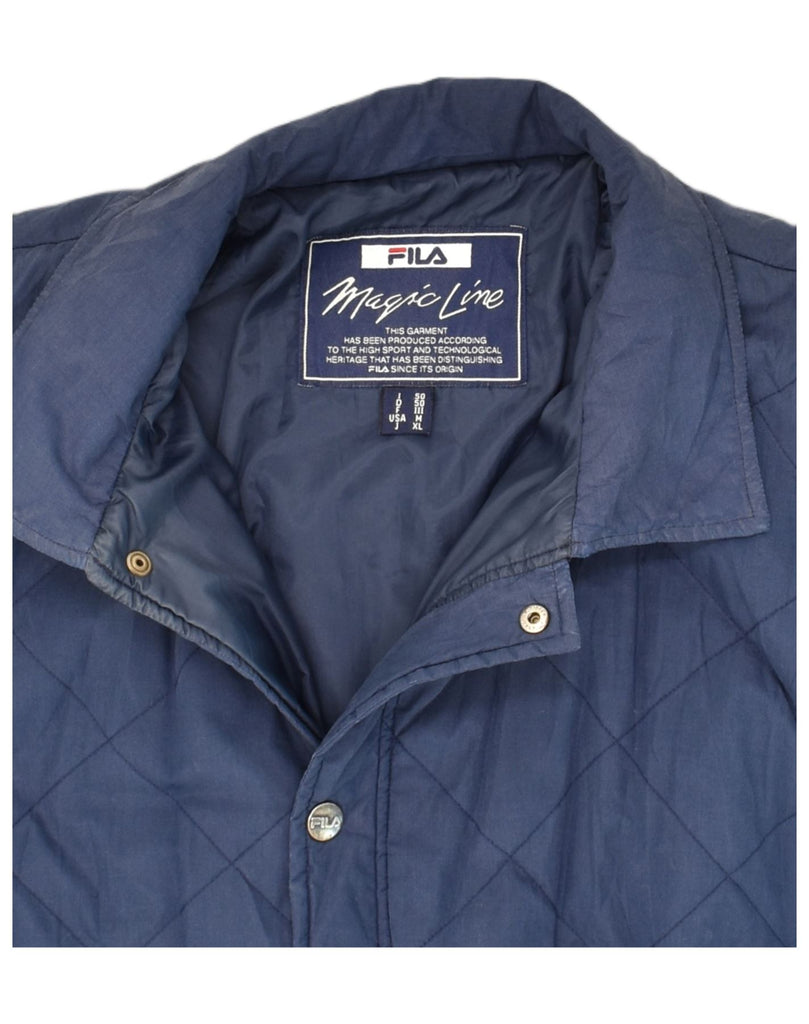 FILA Mens Quilted Jacket IT 50 Large Blue Polyester | Vintage Fila | Thrift | Second-Hand Fila | Used Clothing | Messina Hembry 