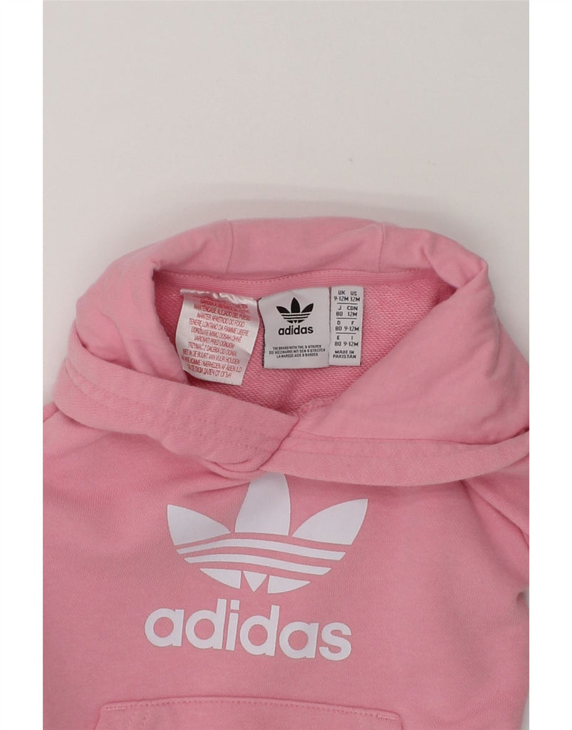 ADIDAS Baby Girls Graphic Hoodie Jumper 9-12 Months Pink Cotton | Vintage Adidas | Thrift | Second-Hand Adidas | Used Clothing | Messina Hembry 