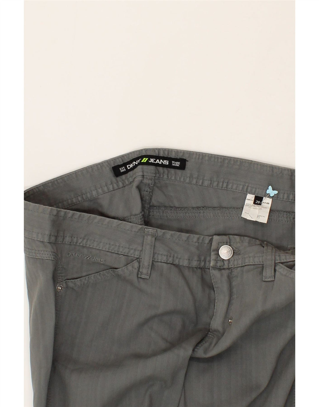 DKNY Womens Straight Casual Trousers W29 L28 Grey Cotton Vintage Dkny and Second-Hand Dkny from Messina Hembry 
