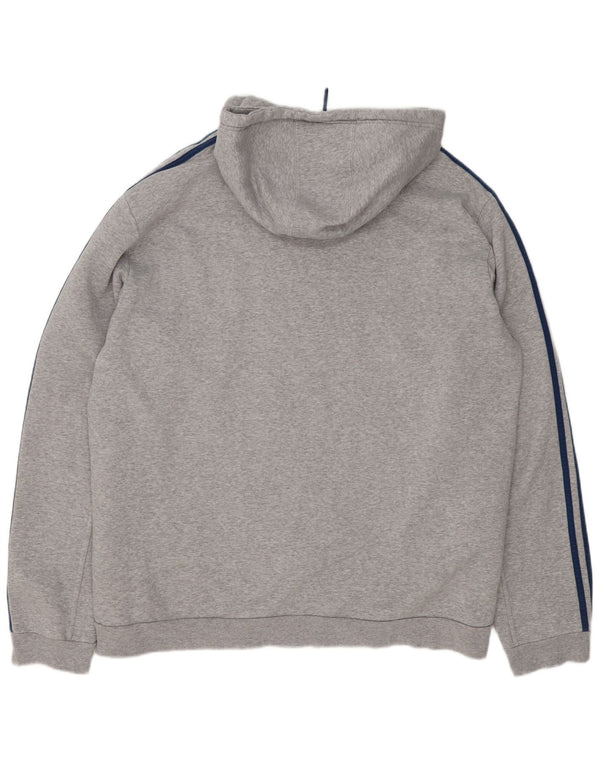 Adidas Mens Zip Hoodie Sweater 2XL Grey Flecked Cotton