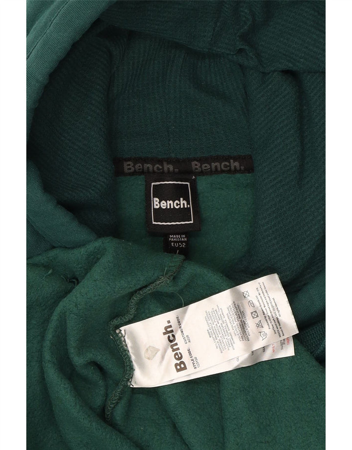 BENCH Mens Graphic Hoodie Jumper EU 52 Large Green Cotton