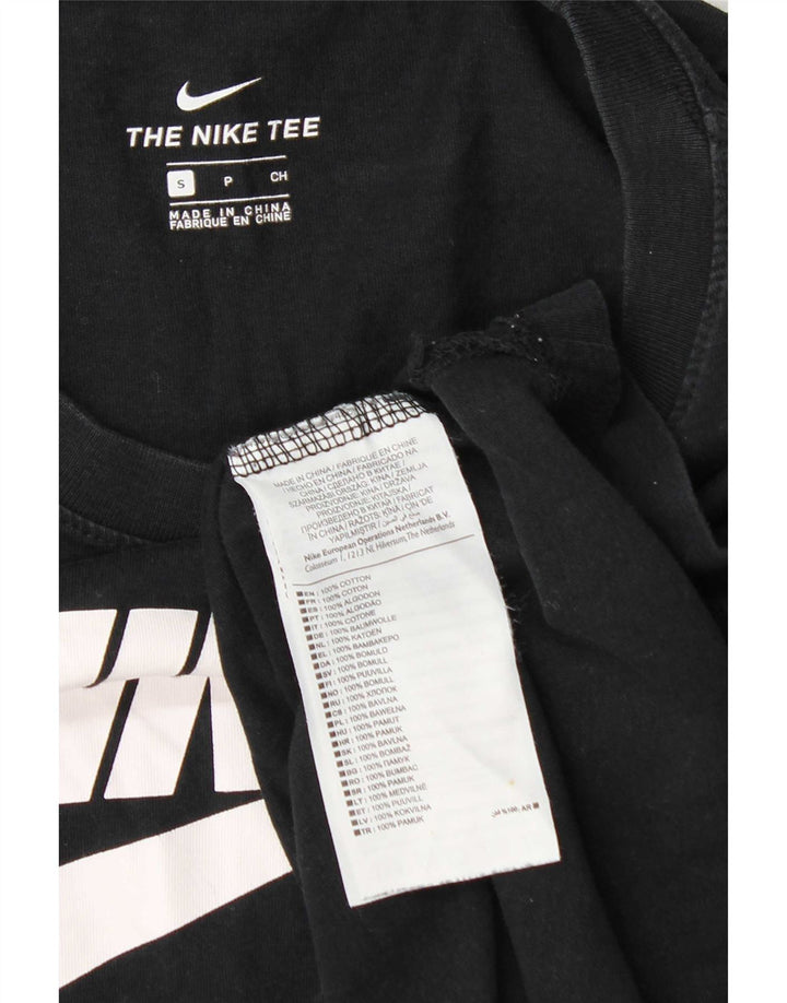 Nike Womens Graphic Top Long Sleeve UK 10 Small Black Cotton