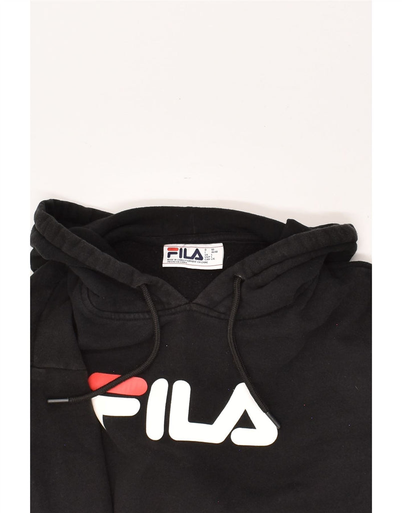 FILA Mens Graphic Hoodie Jumper Large Black Cotton | Vintage Fila | Thrift | Second-Hand Fila | Used Clothing | Messina Hembry 