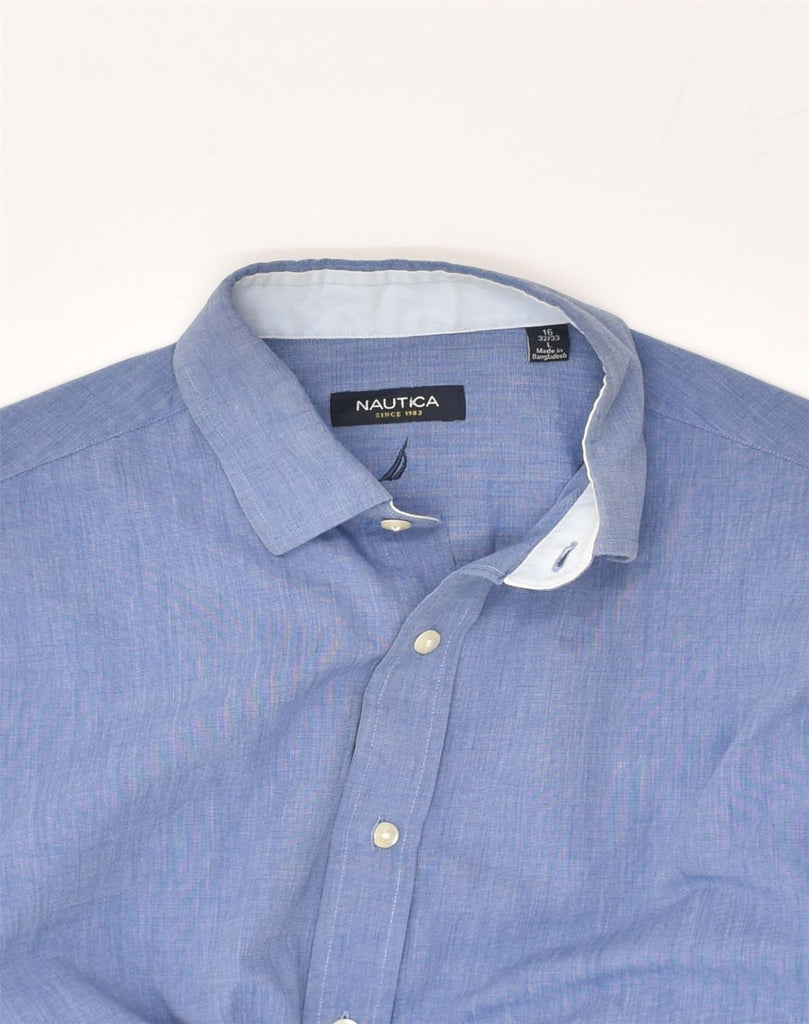 NAUTICA Mens Shirt Size 16 Large Blue Cotton | Vintage Nautica | Thrift | Second-Hand Nautica | Used Clothing | Messina Hembry 