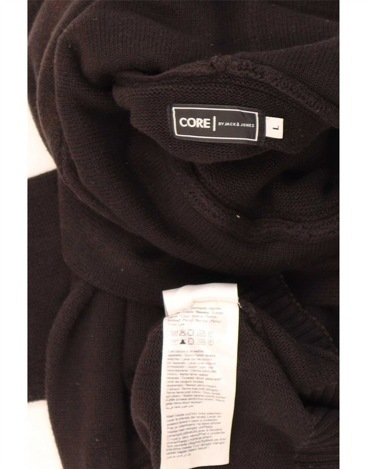 Jack & Jones Mens Hooded Jumper Sweater Large Black Cotton