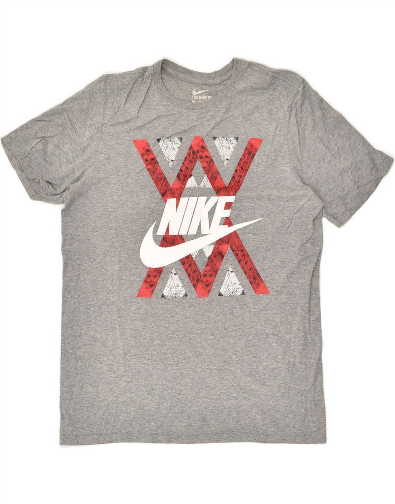 NIKE Womens Athletic Cut Graphic T-Shirt Top UK 14 Medium Grey Flecked | Vintage Nike | Thrift | Second-Hand Nike | Used Clothing | Messina Hembry 