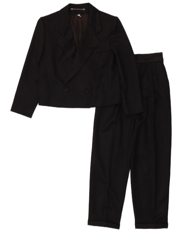 Vintage Womens Double Breasted 2 Piece Suit UK 10 Small W24 L27 Black