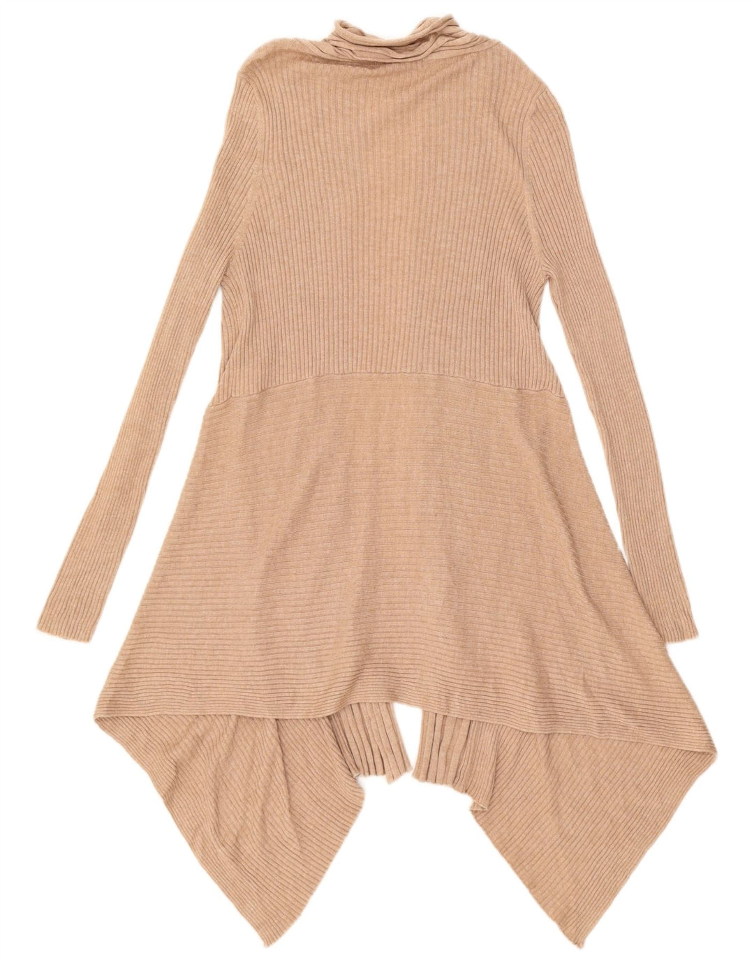 MARKS & SPENCER Womens Longline Open Cardigan Sweater UK 14 Medium Beige
