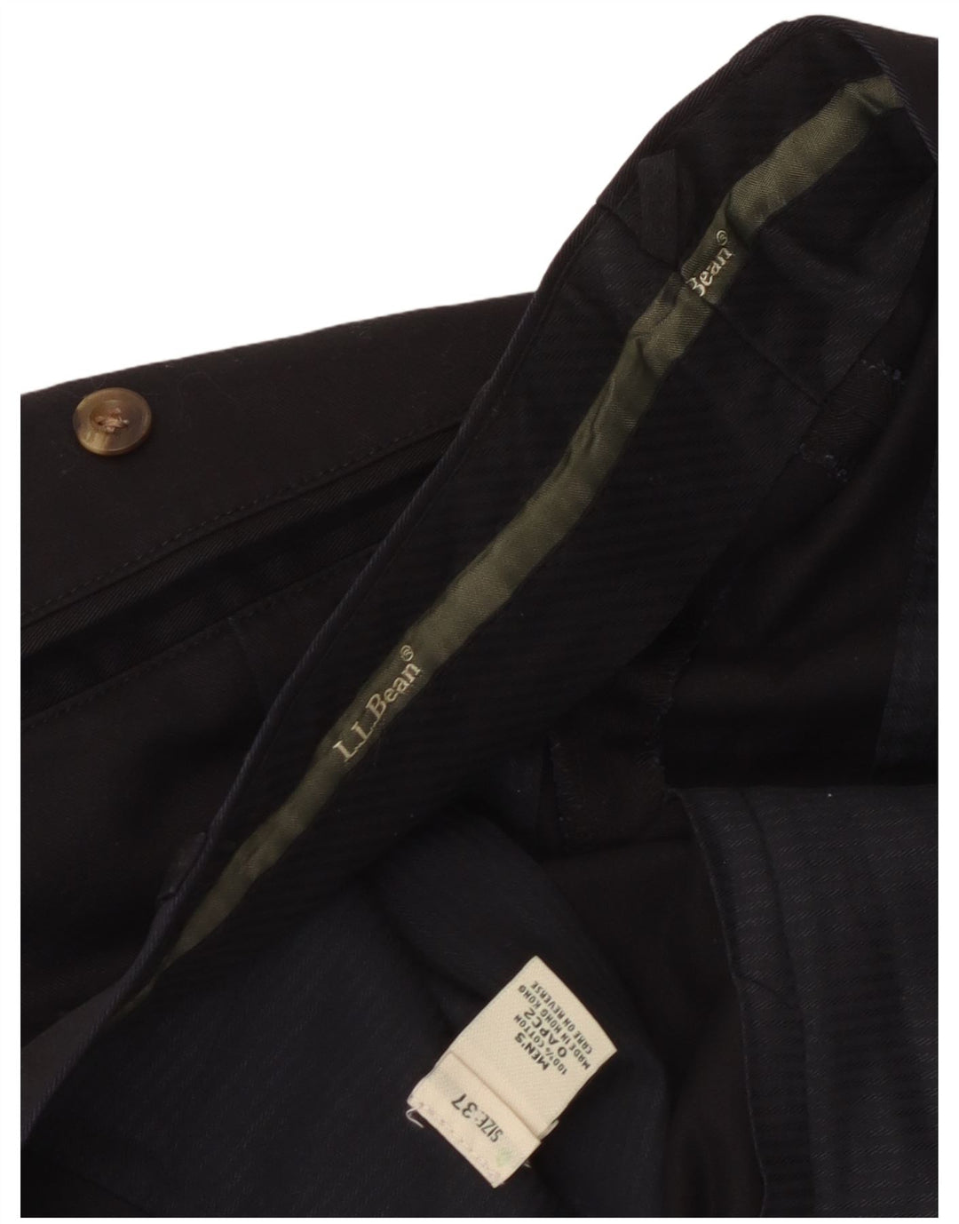 L.L.Bean Mens Pegged Casual Trousers W37 L32 Black Cotton