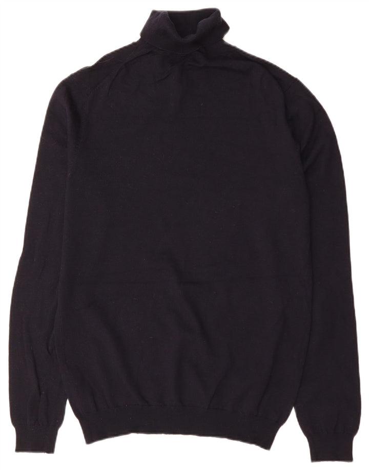 Reiss Mens Roll Neck Jumper Sweater Medium Navy Blue Wool