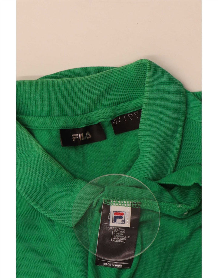 Fila Mens Polo Shirt Large Green Cotton