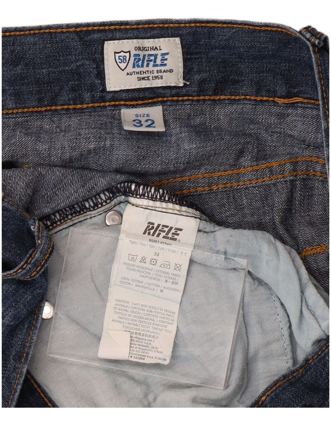 RIFLE Mens Straight Jeans W32 L33 Blue Cotton