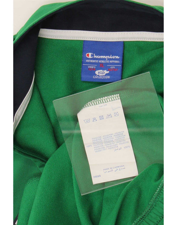 Champion Boys Graphic Tracksuit Top Jacket 13-14 Years XL Green Colourblock