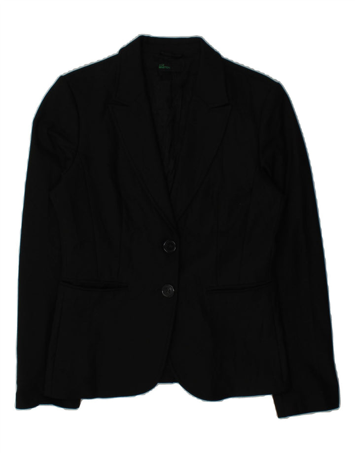 BENETTON Womens 2 Button Blazer Jacket IT 44 Medium Black Polyester Vintage Benetton and Second-Hand Benetton from Messina Hembry 
