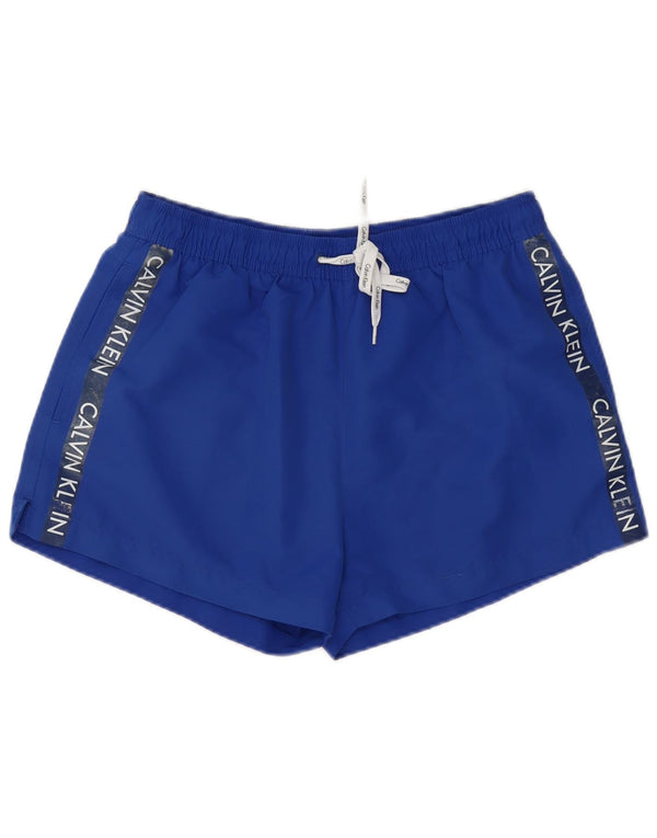 Calvin Klein Mens Graphic Swimming Shorts Medium Blue Polyester