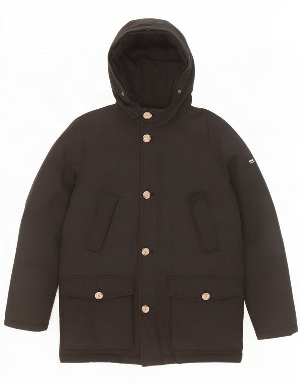 Woolrich Boys Hooded Padded Coat 13-14 Years Black Cotton
