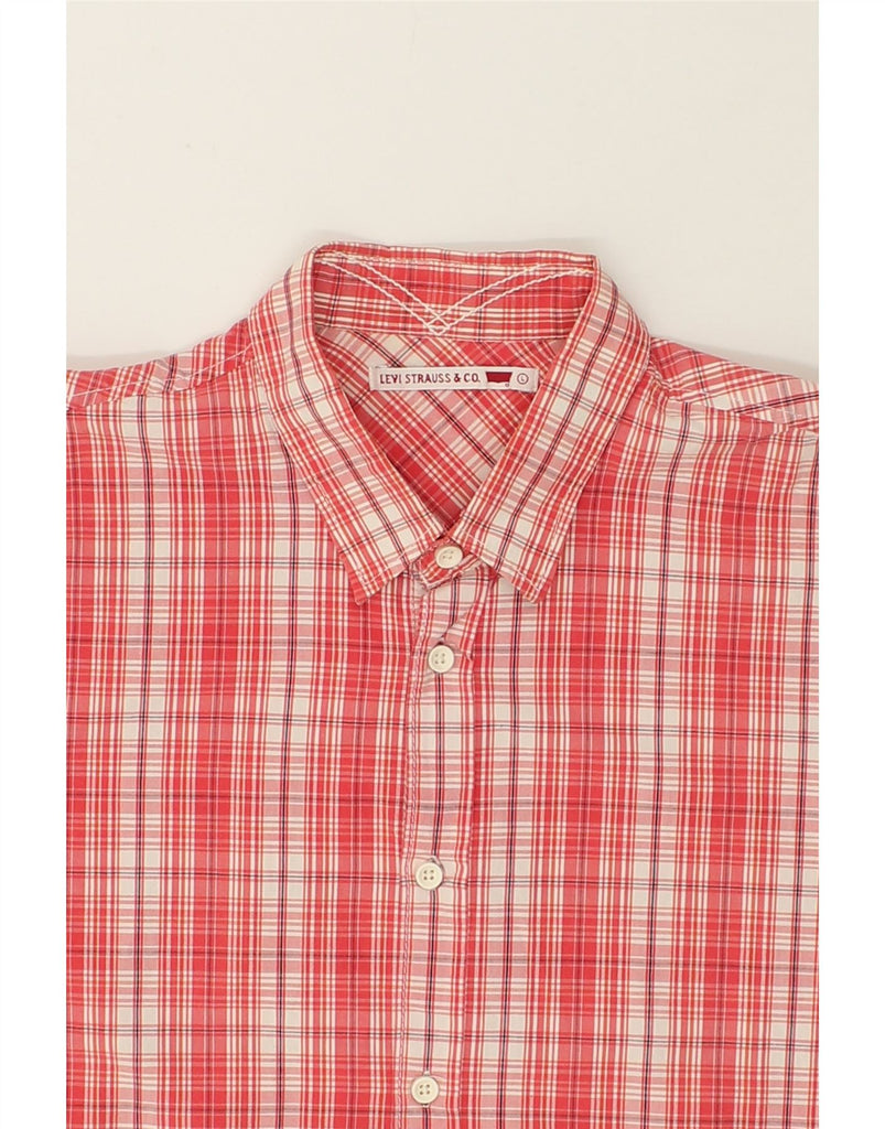 LEVI'S Mens Short Sleeve Shirt Large Red Check Cotton | Vintage Levi's | Thrift | Second-Hand Levi's | Used Clothing | Messina Hembry 