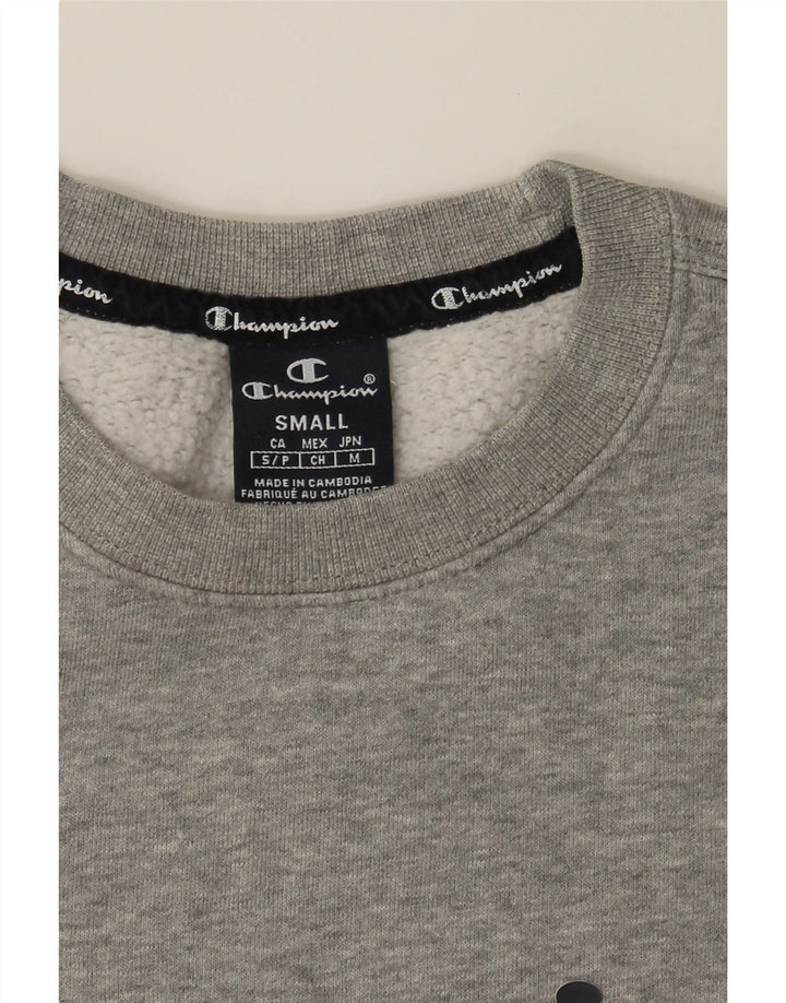 CHAMPION Mens Graphic Sweatshirt Jumper Small Grey Cotton Vintage Champion and Second-Hand Champion from Messina Hembry 