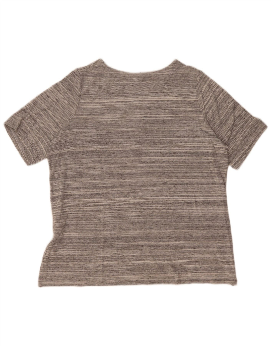 Nike Womens T-Shirt Top UK 14 Medium Grey Striped Cotton