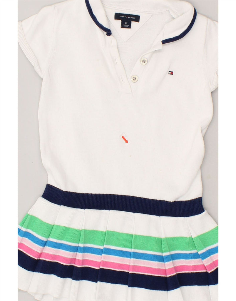 TOMMY HILFIGER Girls Polo Dress 2-3 Years White Striped Cotton | Vintage Tommy Hilfiger | Thrift | Second-Hand Tommy Hilfiger | Used Clothing | Messina Hembry 