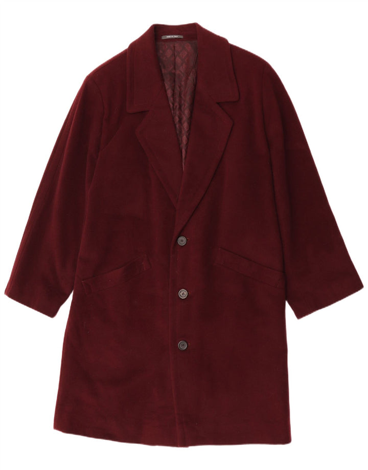 Division Vogue Mens Overcoat IT 48 Medium Burgundy Wool