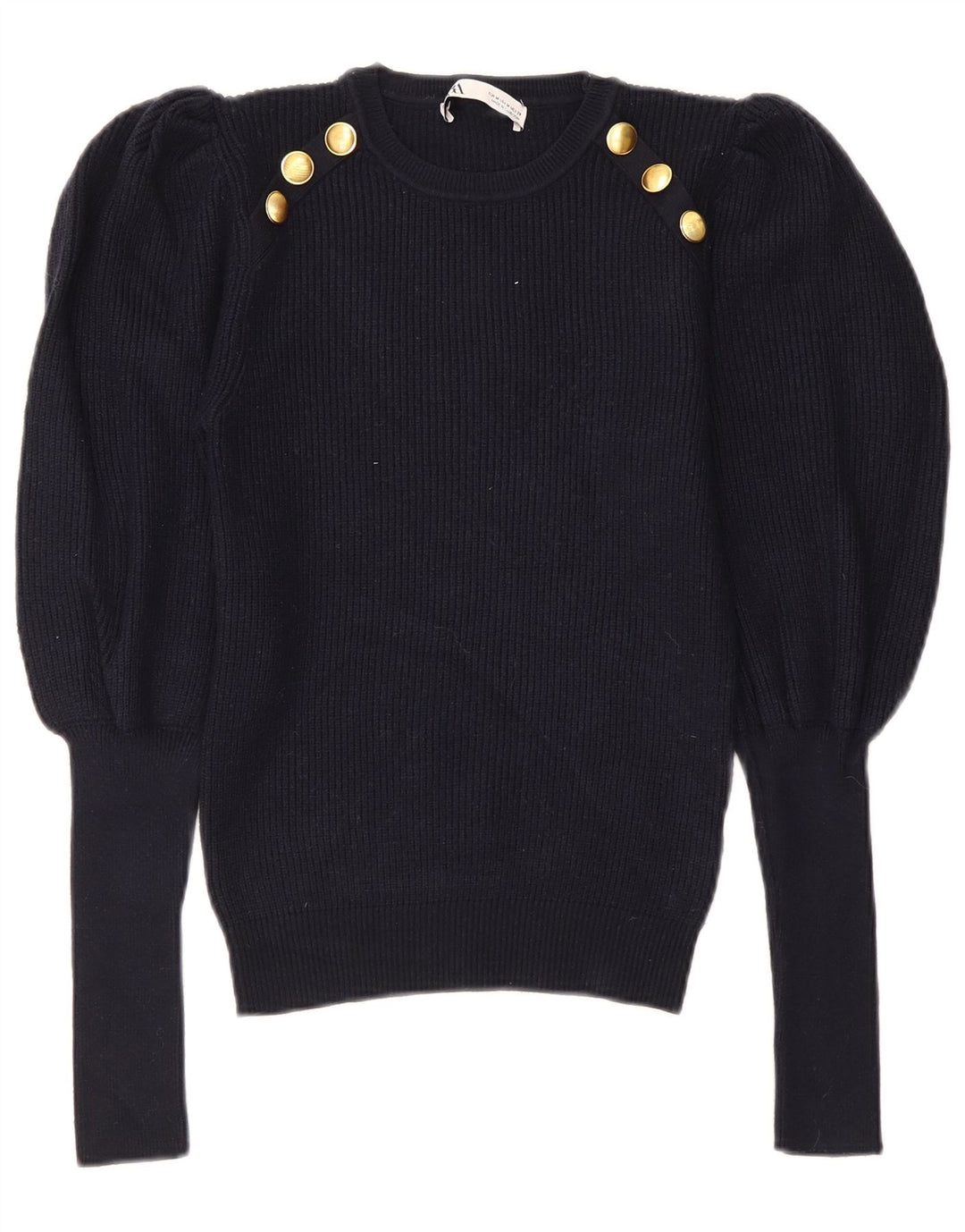 Zara Womens Crew Neck Jumper Sweater UK 12 Medium Navy Blue