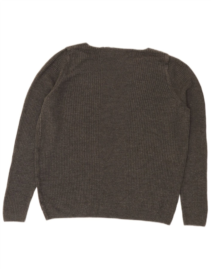 Marks & Spencer Womens V-Neck Jumper Sweater UK 14 Medium Grey